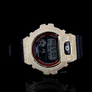 Montre analogique-numérique LED étanche et résistante aux chocs de style hip-hop pour homme, inspirée de G-Shock, en acier inoxydable de qualité supérieure avec moissanite - Product Image 4