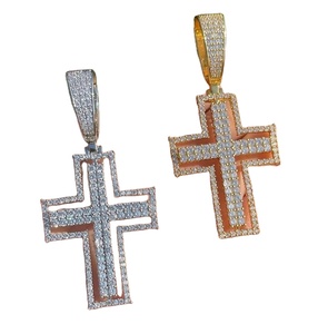 925 <b>Sterling</b> <b>Silver</b> <b>Cross</b> <b>Pendant</b> Necklace Iced MOISSANITE Passes Diamond Tester - Product Image 1