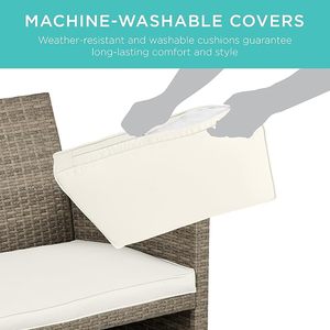 Durable 4 Piece Outdoor Rattan Wicker Furniture Set Stylish Patio Sofa Set with Coffee <b>Table</b> and Soft Cushions for Deck Patio - Product Image 3