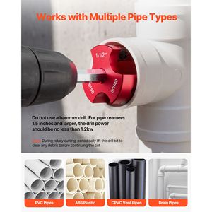 7-Piece PVC Pipe <b>Reamer</b> Kit 3 Blades Carbide Fitting Socket Saver for 1/2\" 3/4\" 1\" 1 1/2\" 2\" 3\" 4\" PVC Pipes Standard - Product Image 5