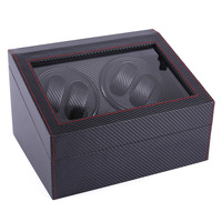 Boîte de rangement de montres de luxe EleQueen personnalisée en cuir et bois avec remontoir automatique double rotatif en daim