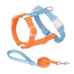 Color Block Dog <b>Harness</b> and Collar Set Adjustable <b>Pet</b> Lead Set Eco Friendly for Small Dogs - Product Image 2