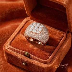Rose Gold Mens Moissanite Cluster <b>Ring</b> Hip Hop Anillo <b>Iced</b> Out Round Cut Luxury Jewelry Regalo Para Hombre - Product Image 2