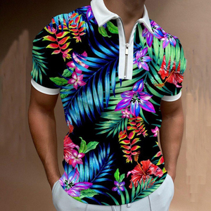 Camisa de Hombre de Algodón Negro de Manga Corta, Tejida, con Estampado de Cadena Dorada, Botones al Frente, Impresión Digital, Estilo Casual, Corte Regular - Product Image 6