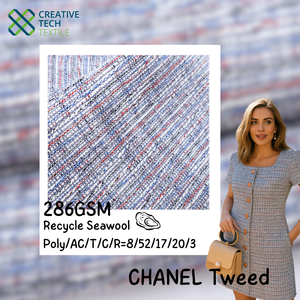 RCO-2B1766 Tejido de Tweed de Moda Hecho con PET/AC/T/C/R=8/52/17/20/3 Y/D Reciclado de Conchas de Ostra, Mezcla de PET Reciclado de Conchas de Ostra Ecológico - Product Image 2