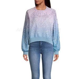 Nouveauté, prix bas, sweat-shirt en strass pour femmes, taille adulte, sweat-shirt en strass personnalisé pour femmes - Product Image 6