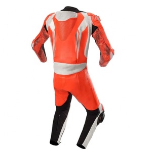 Combinaison de course moto pour homme à manches longues, orange, noir, blanc, couleurs contrastées, respirante, toutes saisons - Product Image 3