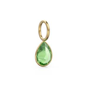 Colgante de Oro Sólido Amarillo de 14k con Peridoto Verde de 7mm, Engaste para Joyería / Piedra de Nacimiento de Agosto / Gema de Olivino con Corte Pera - Product Image 6