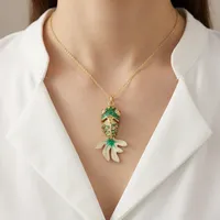 Collier pendentif en émail rouge CZ miniature pour femme, plaqué or 18 carats, laiton anti-ternissement, bijoux au design unique et populaire