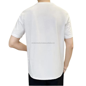 Venta al por mayor personalizado su logotipo de marca 100% algodón/bambú/fibra en blanco hombres sublimación camiseta lisa Casual hombres camisetas - Product Image 5