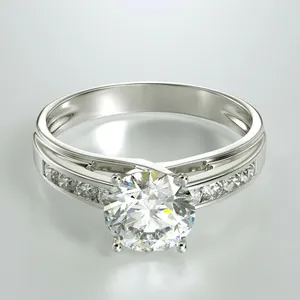Moissanite Engagement <b>Ring</b> Round Cut <b>Solitaire</b> Split Shank <b>Silver</b> <b>Ring</b> Luxury Bridal Jewelry - Product Image 2
