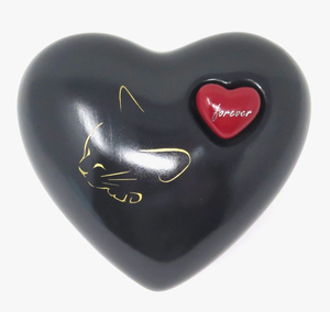 Urne commémorative pour cendres en laiton/aluminium, vert clair avec imprimé chat doré et mini cœur, pour cendres funéraires - Product Image 5