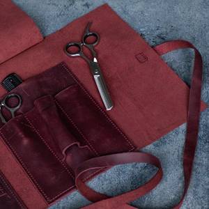 Sleek Genuine Leather Barber Scissors <b>Pouch</b> Minimalist Hairdressing Tool Belt Bag Water Resistant Shear Case LBSP-0005 - Product Image 3