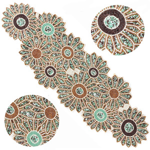 Christmas Decorative and Leaves Design Beaded <b>Runner</b> Placemat <b>Dining</b> <b>Table</b> Fancy Mat Handmade Decorative <b>Runners</b> for Wedding - Product Image 3