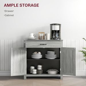 Stone Gray Farmhouse <b>Sideboard</b> Cabinet with Barn Doors <b>Kitchen</b> Buffet and Adjustable Shelf for Villa and Dining Application - Product Image 4