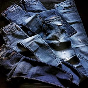 กางเกงยีนส์เข้ารูปผ้าฝ้ายสำหรับผู้ชายเด็กผู้หญิงมีป้ายยี่ห้อสำหรับผู้ชาย - Product Image 1