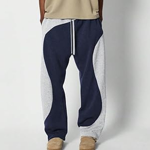 Pantalon flare pour homme en tissu extensible, pantalon de compression pour la course à pied, vêtements d'hiver, design tendance, pantalon à patchwork - Product Image 3