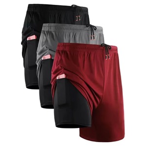 Shorts 2-en-1 pour homme Buker, décontractés, avec logo imprimé sur le devant, poches latérales, en polyester/coton tricoté durable, avec cordon de serrage - Product Image 2