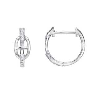 Lab Grown Diamond Link Huggie <b>Hoop</b> <b>Earrings</b> 14K <b>Solid</b> Gold Round Cut Hinged Snap Closure Minimalist Modern Everyday Fine Jewelry - Product Image 3