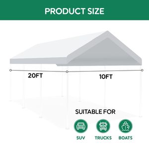 Bâche de remplacement robuste, imperméable, anti-UV et résistante aux déchirures, 10 x 20 pieds, pour abri de garage, tente de toit, abri de voiture, carport, garages et auvents - Product Image 3