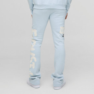 Wholesale Custom logo Men's Cotton Blank <b>Plain</b> <b>Tracksuit</b> Cropped Boxy Zip up Hoodie and Flared Sweatpants Set Sweat Suits Men - Product Image 5