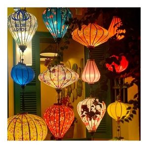 Lanterne en soie écologique et durable, fabriquée à la main, pliable, pour la décoration de fêtes et d'événements, vente en gros, disponible dès maintenant - Product Image 2