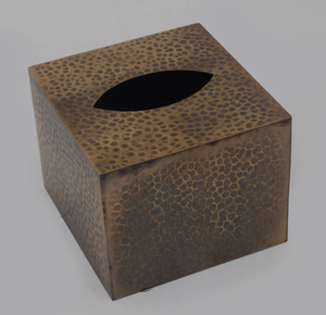 Porte-boîte à mouchoirs créatif en aluminium martelé doré de forme carrée, style classique et écologique, pour la maison et la restauration - Product Image 5