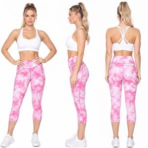 Tie-Dye Print <b>Women</b> 3/4 Yoga <b>Leggings</b> High Waist Sports Running Capri <b>Legging</b> <b>Women</b> Spandex Polyester Calf Length Yoga Pants - Product Image 5