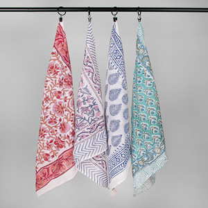 Pañuelo Cuadrado de Algodón con Estampado Floral, Estilo Étnico, Multifuncional, Vintage, Pañuelo de Mano con Estampado a Bloque, Pañuelo Vaquero - Product Image 6