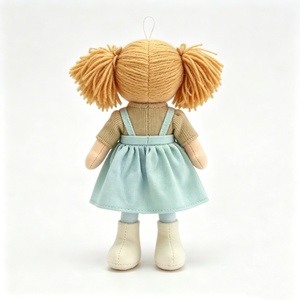 Muñeca de trapo personalizada con coletas rubias, muñeca de tela suave para niñas, muñeca de peluche, linda muñeca de trapo con ojos azules - Product Image 4