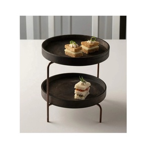 Soporte de madera sólida y metal para pastel, 2 niveles, nivel múltiple, fabricante de servicio al por mayor - Product Image 1