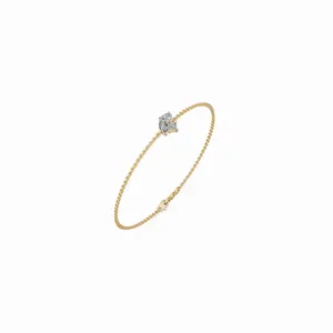 Women's Marquise Heart & Princess Cut Lab Grown Diamond 18K Yellow Gold Bracelet <b>Set</b> of 3 Pieces IGI Certified Trendy Style - Product Image 3