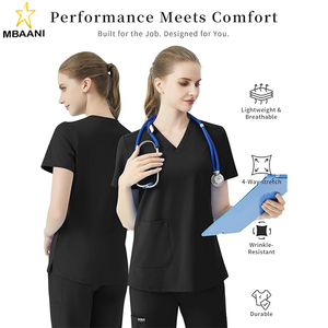 <b>Scrub</b> <b>Tops</b> for Women V-Neck Classic Fit with Two Pockets for Medical Uniforms Four-Way Stretch, Anti-Wrinkle - Product Image 5