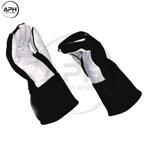 OEM ODM <b>Long</b> Cuff Full Finger Work Hand Wear Reinforced Thumb Palm Custom Size Industrial <b>Gloves</b> Yellow <b>Leather</b> Welding <b>Gloves</b> - Product Image 1