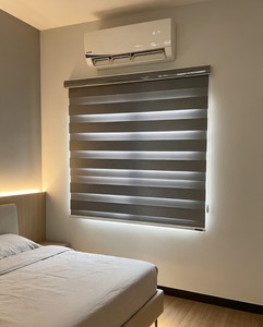 Modern Dual Layer Zebra Blinds Electric Light Filtering Horizontal Polyester <b>Window</b> <b>Shade</b> for Casement <b>Window</b> Minimalist Design - Product Image 1