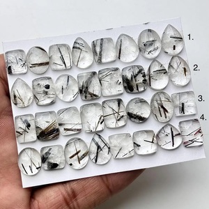 Black Rutile Quartz Cabochon Natural Flat back Loose Gemstones for Jewelry Making Stone - Product Image 2
