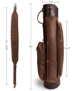 Bolsa de golf de cuero con divisor superior y correa para el hombro, estilo vintage, para hombres y mujeres, con soporte silenciador para el día de domingo - Product Image 5