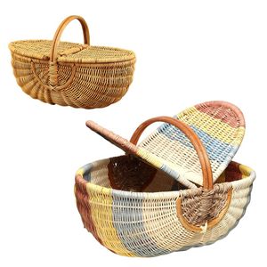 PHU HAO Customizable Natural RATTAN HARVEST PICNIC <b>BASKET</b> Vintage Eco-Friendly for Pantry Storage and Kitchen Organization - Product Image 1