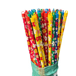 Palo de fregona de madera recubierto de PVC duradero ecológico portátil 2 en 1 todo en uno vietnamita flor colorida hilo italiano marcado - Product Image 6