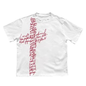 Camiseta de algodón y poliéster de 230 g, holgada, transpirable, con cuello redondo, ligera, con estampado subcultural, estilo rebelde juvenil, no convencional - Product Image 3