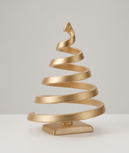 Figura Decorativa de Mesa Navideña de Aluminio Fundido con Textura Dorada Premium, Árbol de Navidad en Espiral, Decoración para Sala de Estar, Adorno Interior - Product Image 3