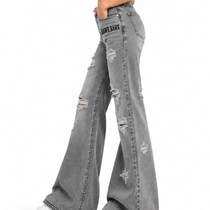 <b>Women</b>’s Flare <b>Jeans</b> Distressed Denim Flared Leg Fashion Custom Supplier Full Length Loose Fit Casual <b>Vintage</b> Style Autumn Wear - Product Image 3