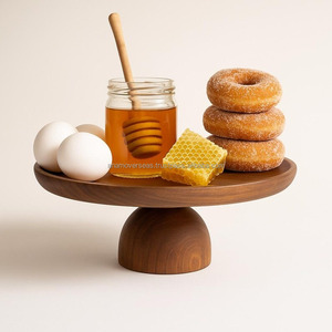Support à gâteau en bois massif pour gâteaux et pâtisseries |   Utilisation pour les mariages et les fêtes - Product Image 3