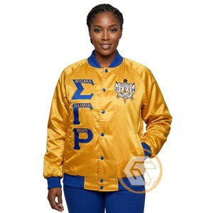 Chaqueta Universitaria Personalizada de la Hermandad Sigma Gamma Rho, Bordada en Satén, Acolchada, Resistente al Viento e Impermeable, de Alta Calidad y Transpirable para Mujer - Product Image 4