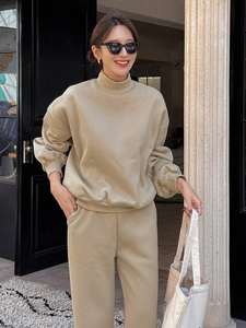 Conjunto Deportivo de Dos Piezas para Mujer, Sudadera y Pantalones de Felpa Ecológica, Estilo Casual - Product Image 5