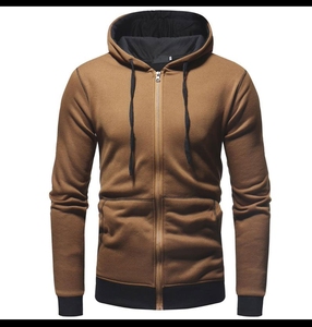 Sweat-shirt à capuche pour homme en maille marron, coupe classique, décontracté, streetwear d'hiver - Product Image 2