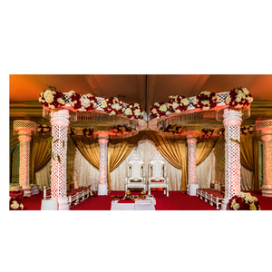 Mandap de mariage hindou en bois élégant avec décor floral pour les cérémonies hindoues indiennes, décoration en gros - Product Image 1