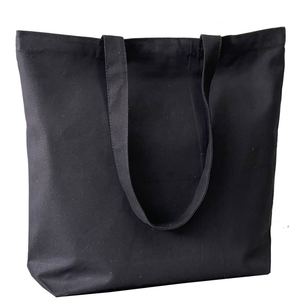 Black Vintage Fashion Cotton Canvas Tote Bag Shoulder <b>Handbag</b> Long Handles Open Top for Shopping Daily Carry Made Bangladesh - Product Image 5