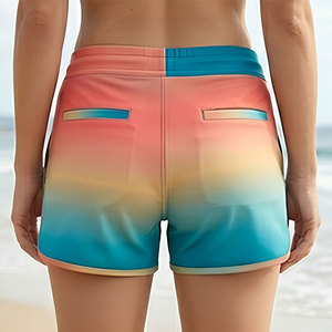 OEM Service Women's Beach <b>Shorts</b> Beautiful Gradient Effect Print Stylish Versatile Vintage Wear Seaside Swimming Board <b>Shorts</b> - Product Image 2