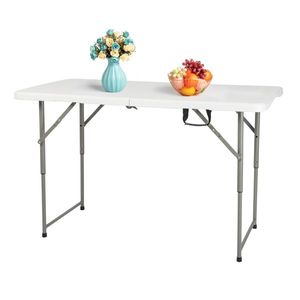 Table de patio en plastique blanc de 4 pieds avec plateau relevable pliable - Product Image 4